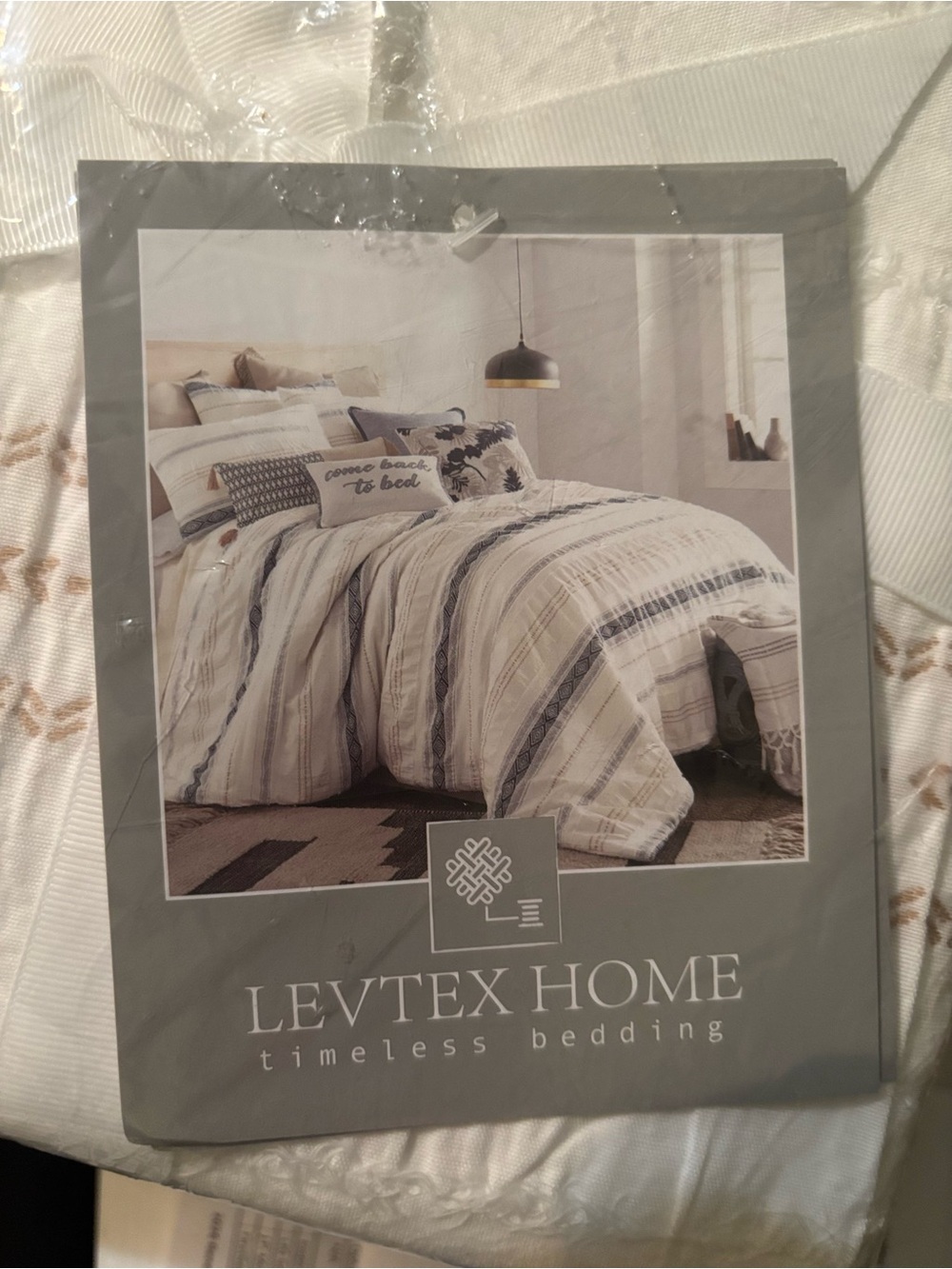 Levtex Blue and Cream Striped Comforter Set